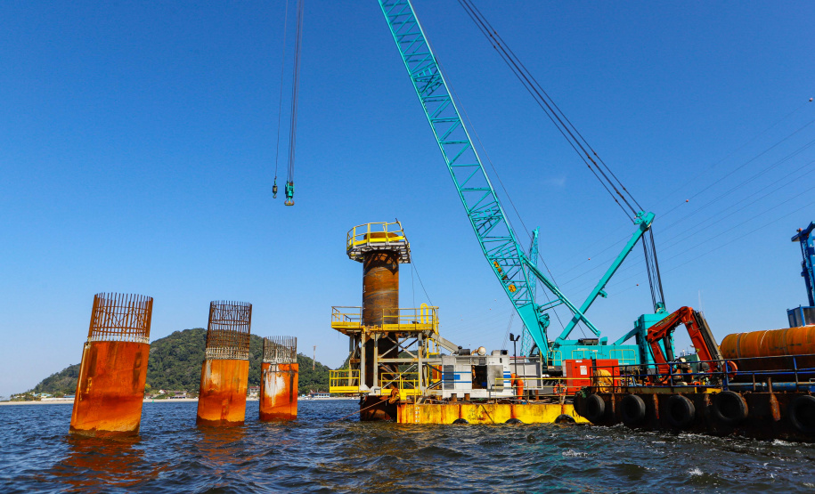 Com início do trecho estaiado, Ponte de Guaratuba chega a 11% de conclusão
