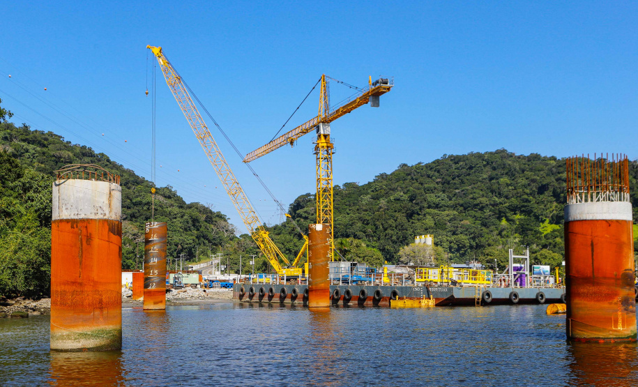 Com início do trecho estaiado, Ponte de Guaratuba chega a 11% de conclusão