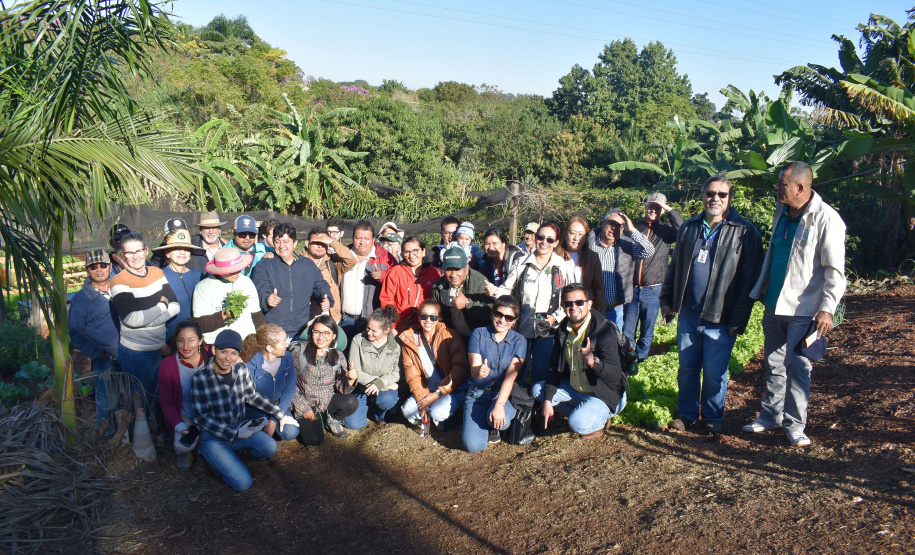 Horta comunitária do programa Cultivar Energia em Maringá recebe comitiva peruana