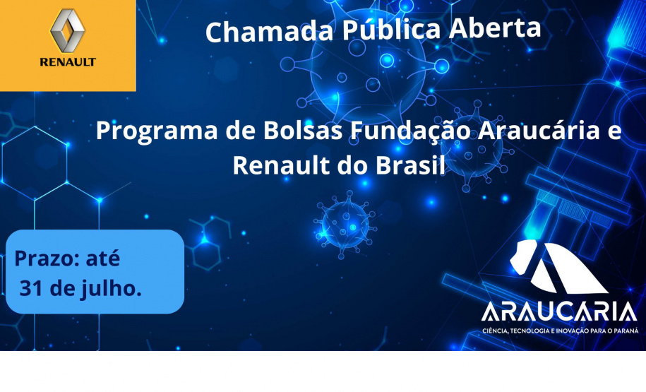 Parceria entre Fundação Araucária e Renault oferece 114 bolsas de pesquisa
