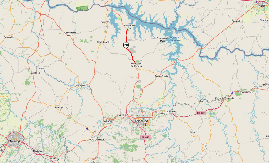 PR-090 Bela Vista do Paraíso - Alvorada do Sul Rodovia entre Bela Vista do Paraíso e Alvorada do Sul recebe serviços de conservação