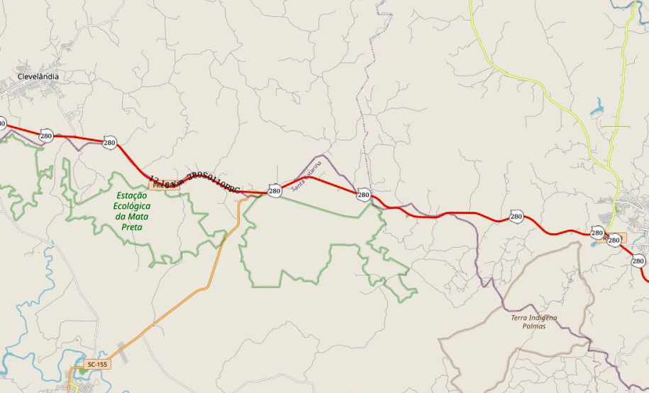 PRC-280 whitetopping Palmas a Clevelândia