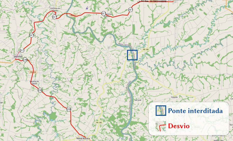 Ponte entre Quarto Centenário e Nova Aurora vai ser interditada para reformas