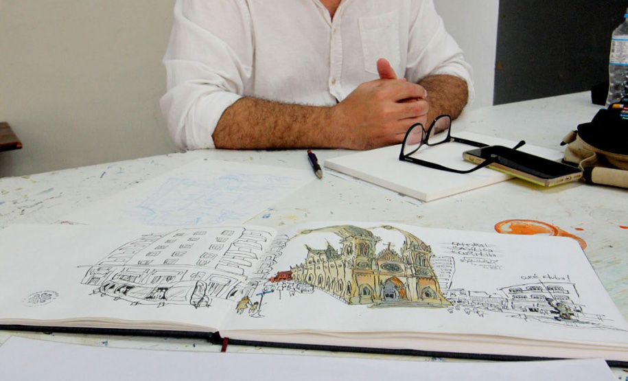 Desenhista e urban sketcher Simon Taylor assume residência artística do Museu Casa Alfredo Andersen