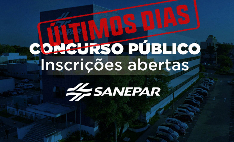 Inscrições para concurso da Sanepar encerram segunda-feira (21)