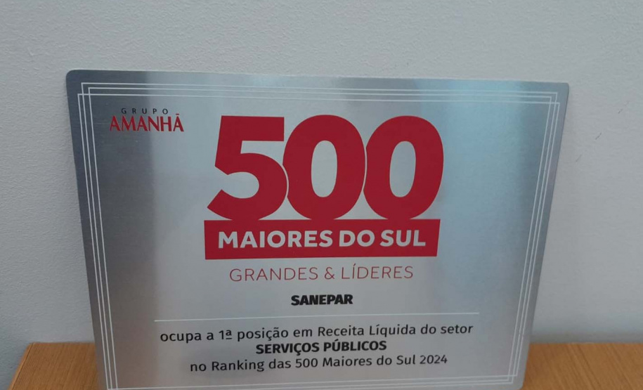 Sanepar é campeã no Setor de Serviços Públicos no Paraná, no ranking da Revista Amanhã