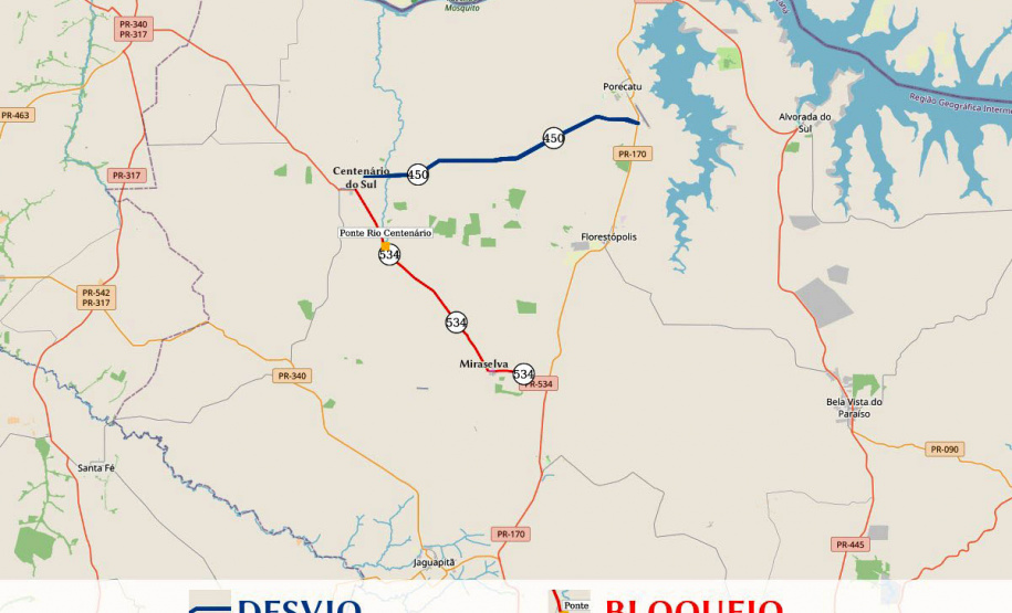 Ponte entre Miraselva e Centenário do Sul vai ser interditada nesta quinta e sexta
