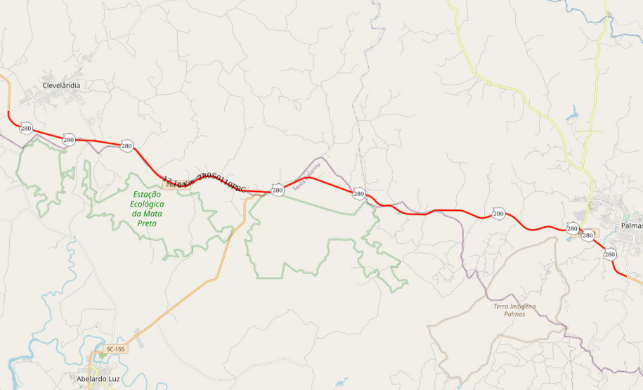 DER PRC-280 Clevelândia a Palmas whitetopping