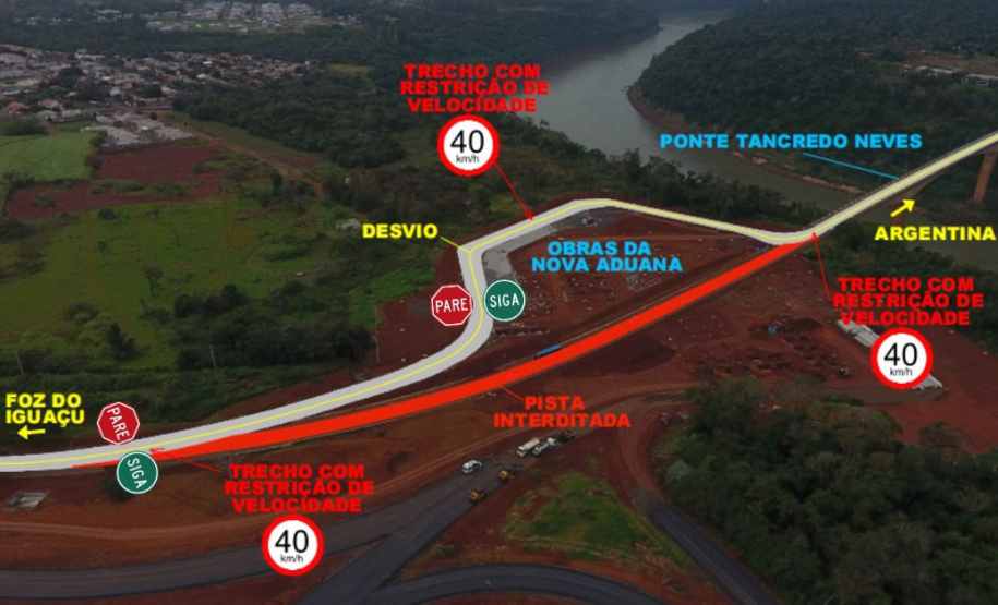 Perimetral Leste: Ponte Tancredo Neves em Foz do Iguaçu terá pare-e-siga no acesso