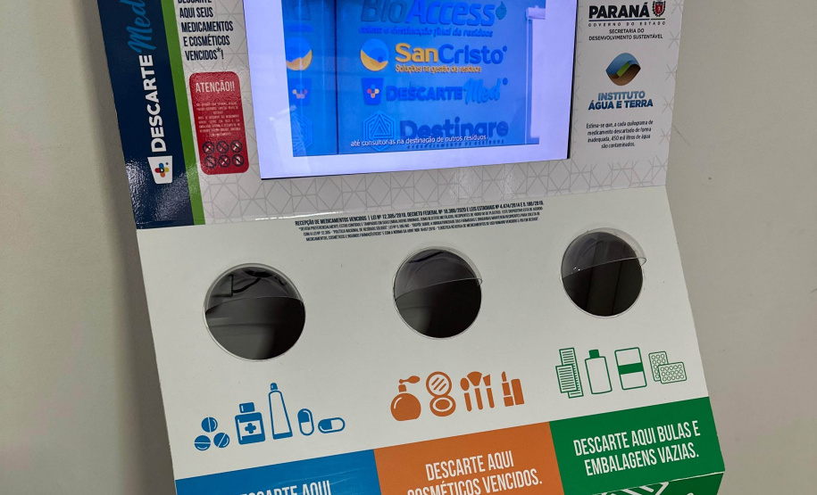 Totem para coleta de medicamentos vencidos começou a funcionar nesta quinta-feira (7) na sede do IAT de Cianorte