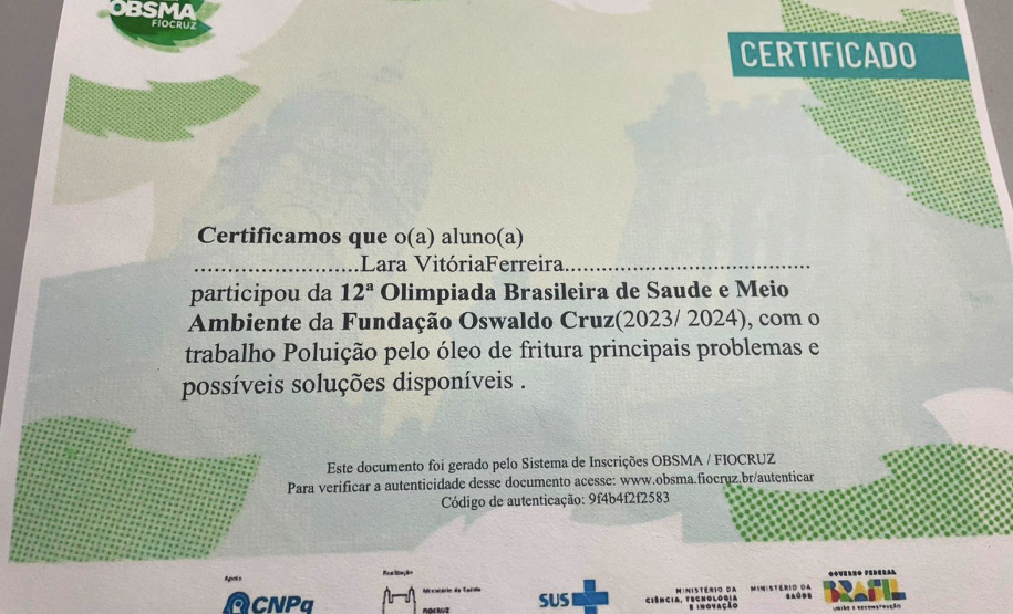 Jovens cientistas: alunos do Noroeste do Paraná conquistam prêmios da Fiocruz