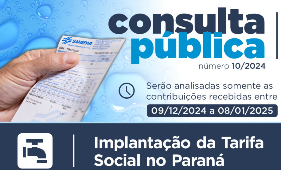 Agepar disponibiliza consulta sobre implantação da Tarifa Social de saneamento