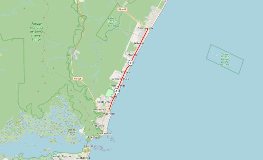 DER PR-412 entre Matinhos e Praia de Leste