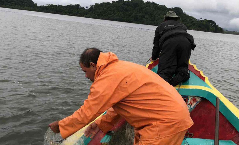 Um dia após a proibição da pesca, agentes do IAT recuperam 13 quilos de camarão em Guaraqueçaba
