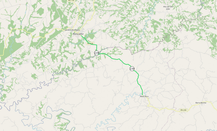 DER PR-239 entre Mato Rico e Roncador