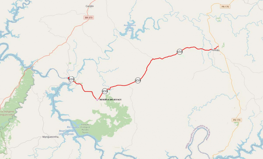 PR-459 entre Reserva do Iguaçu e Pinhão