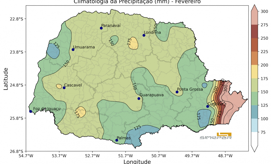 SIMEPAR - PARANAENSE PODE ESPERAR FEVEREIRO QUENTE E CHUVOSO