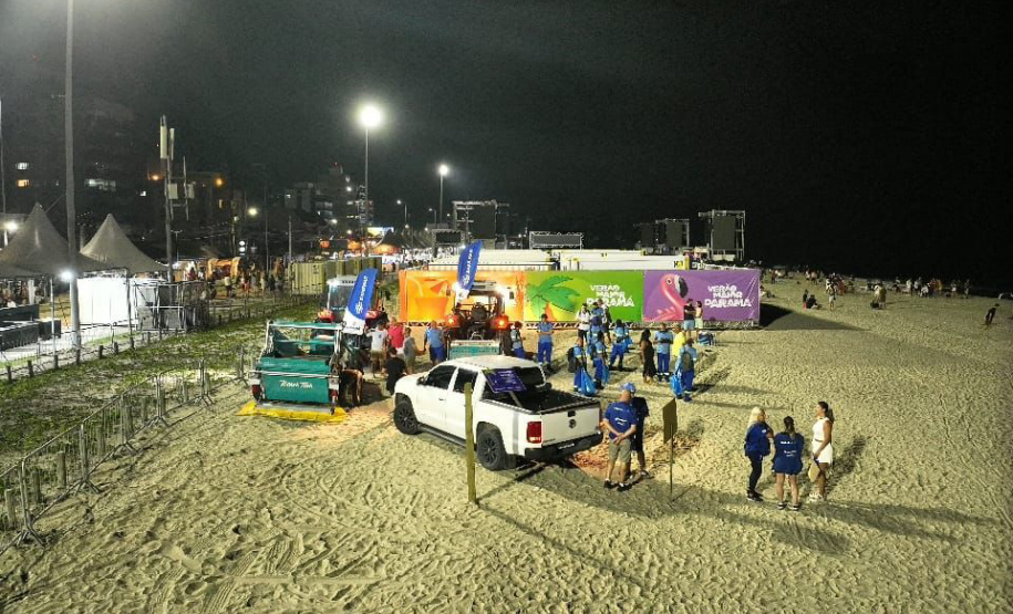 Megaoperação na madrugada garante praias limpas poucas horas após shows no Litoral