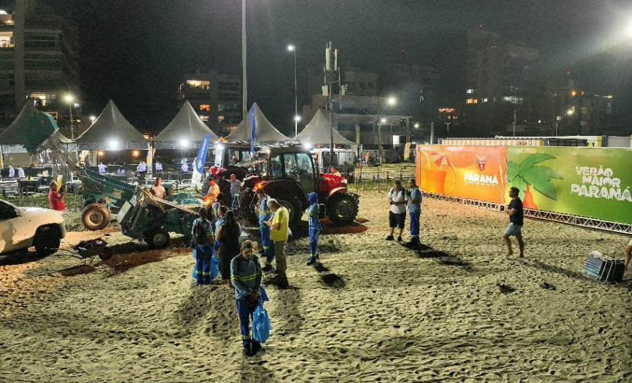 Megaoperação na madrugada garante praias limpas poucas horas após shows no Litoral