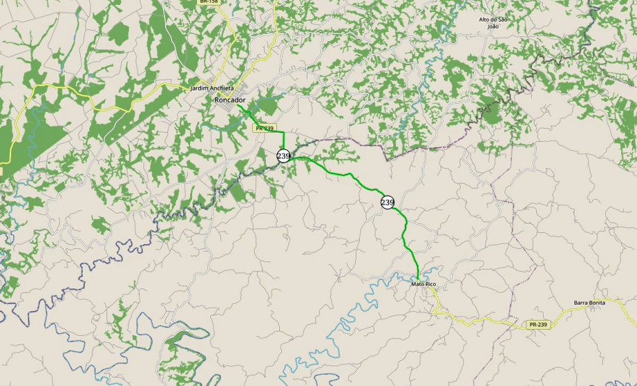 PR-239 pavimentação Mato Rico - Roncador