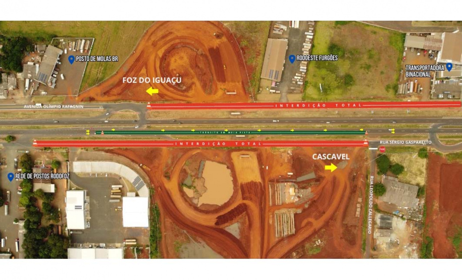 Perimetral Leste: marginais da BR-277 em Foz do Iguaçu serão bloqueadas para obra de viaduto