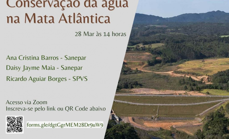 Sanepar convida para Webinar "Conservação da Água na Mata Atlântica"
