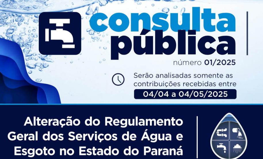 Agepar abre consulta pública sobre alteração do Regulamento dos Serviços de Água e Esgoto