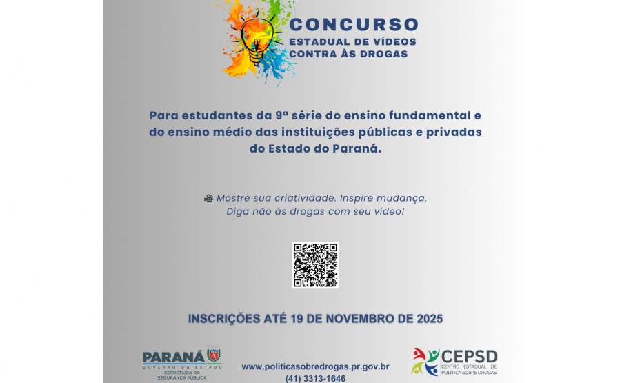 SESP CEPSD EDIÇÃO CONCURSO ESTADUAL VIDEOS CONTRA AS DROGAS