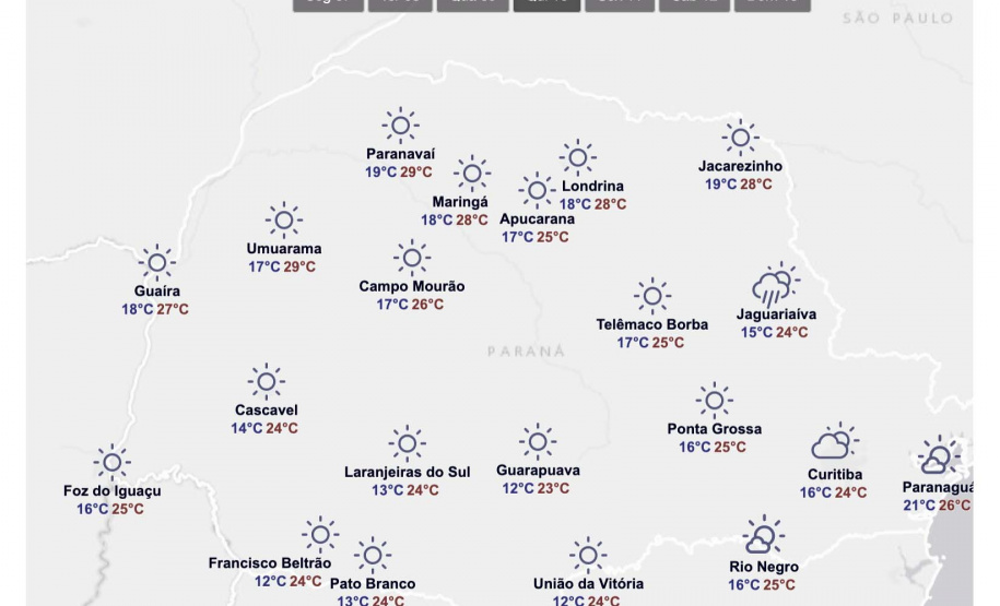 25 cidades registraram a menor temperatura do ano no sábado, domingo e nesta segunda-feira