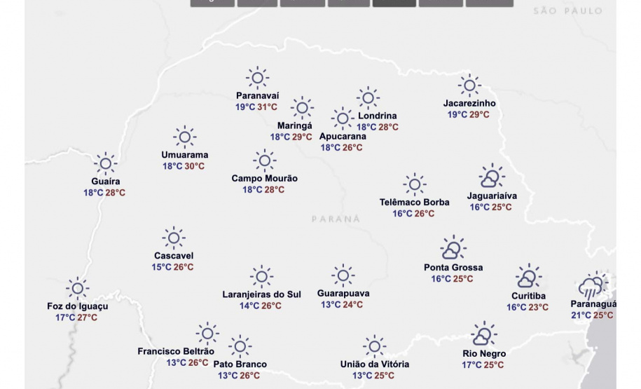 25 cidades registraram a menor temperatura do ano no sábado, domingo e nesta segunda-feira