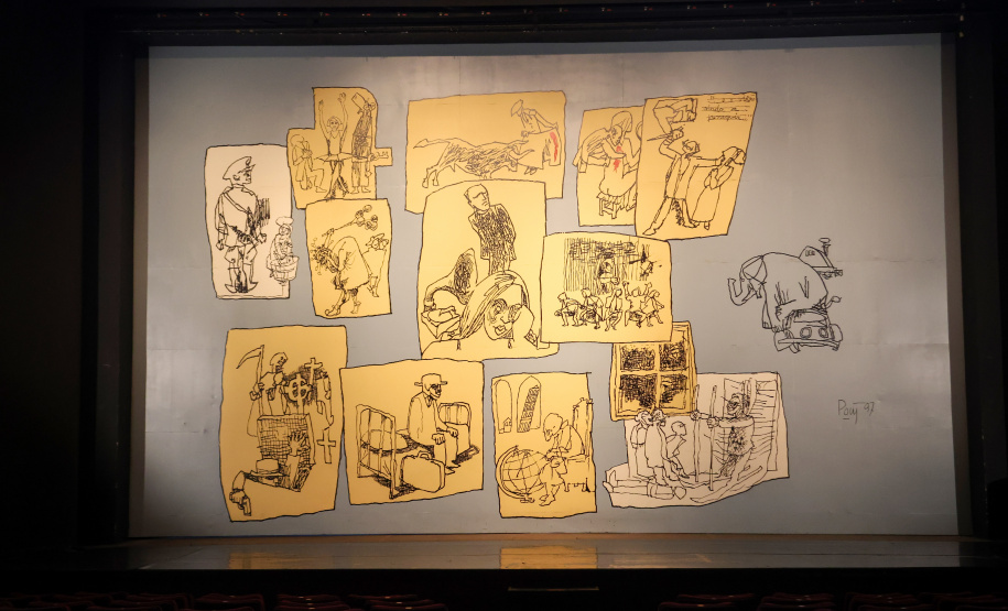 A passagem de Mila pelo Guaíra e pela OSP também está marcada em uma obra do artista paranaense Poty Lazzarotto dentro do teatro, desconhecida pelo público em uma das cortinas corta-fogo, a do Guairinha.