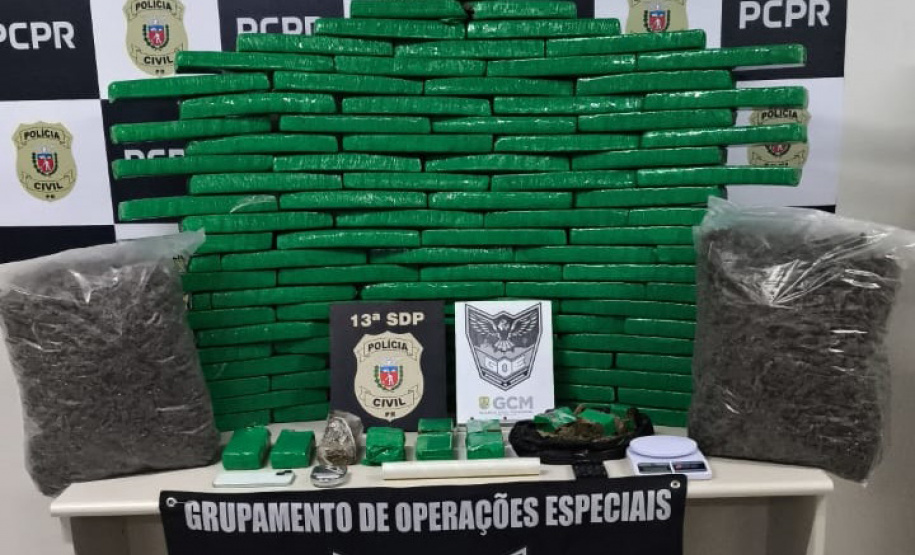 PCPR e GM prendem homem em flagrante com quase 100 quilos de drogas em Ponta Grossa