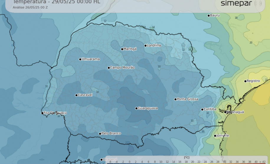 Primeira onda de frio intenso terá temperaturas na faixa de 0°C no Paraná