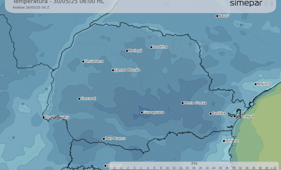 Primeira onda de frio intenso terá temperaturas na faixa de 0°C no Paraná
