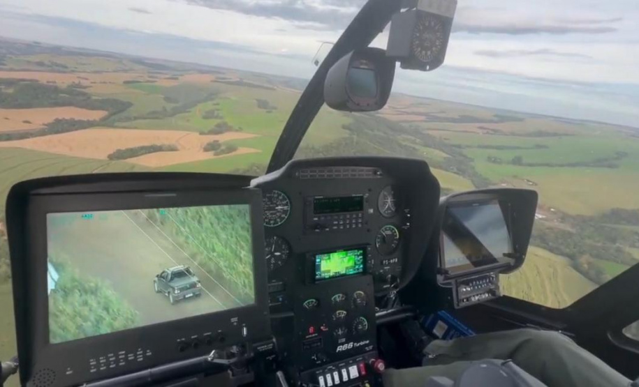 vista do helicóptero da PM