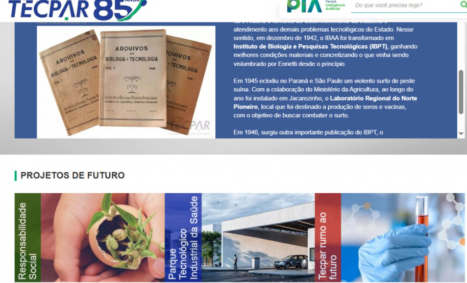 Tecpar lança hotsite comemorativo sobre seus 85 anos