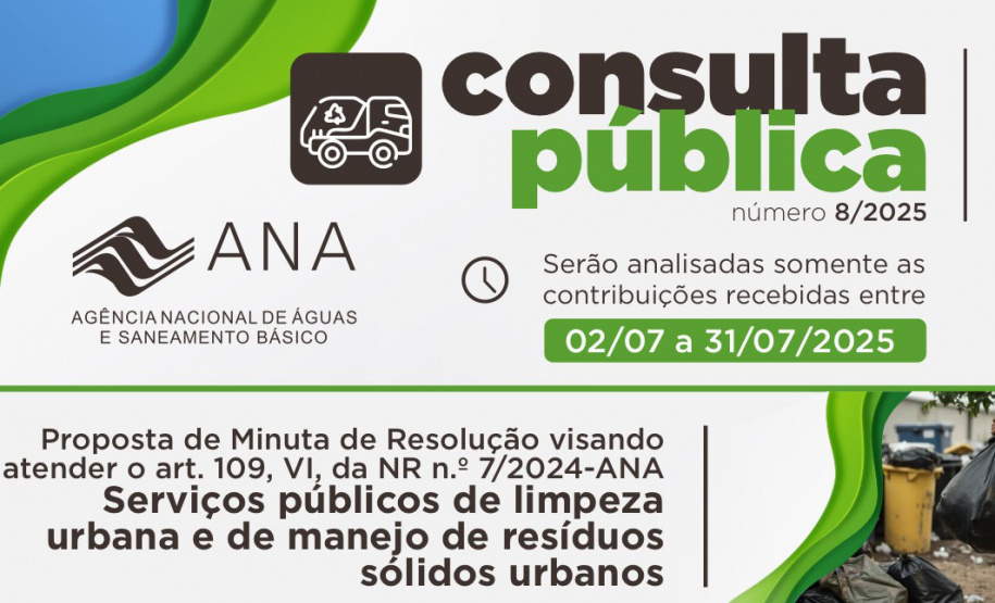 Regulamentação da prestação de serviços de limpeza urbana e manejo de resíduos sólidos urbanos é tema de Consulta Pública