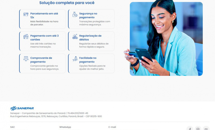 NOVA MODALIDADE - Sanepar disponibiliza pagamento com cartão de crédito pelo site