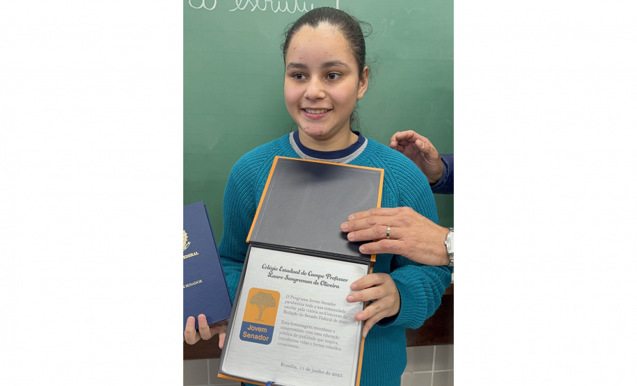Aluna de Sengés é escolhida para representar o Paraná no programa Jovem Senador
