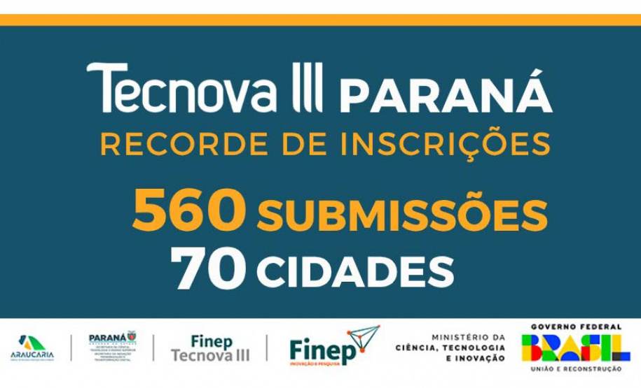 Tecnova III bate recorde de inscrições com 560 projetos de 70 cidades paranaenses