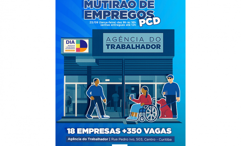 Mutirão de Empregos para Pessoas com Deficiência acontece em Curitiba no dia 23 de setembro