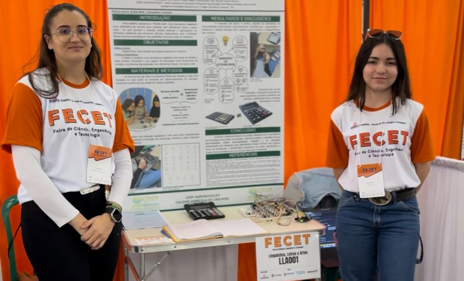 Calculadora para pessoas com deficiência visual desenvolvida por alunas da rede será destaque em feira científica internacional