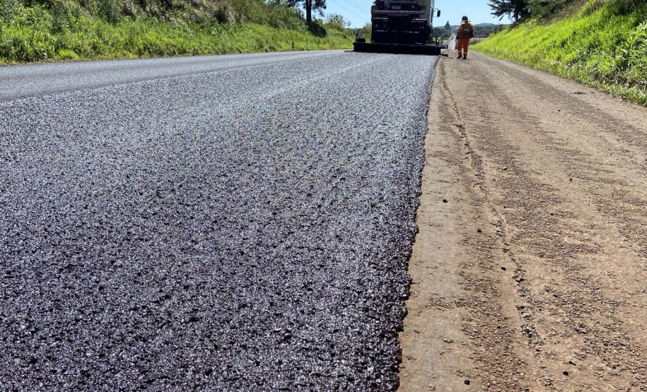 PRC-158 em Rio Bonito do Iguaçu, trecho que passou por conservação do pavimento