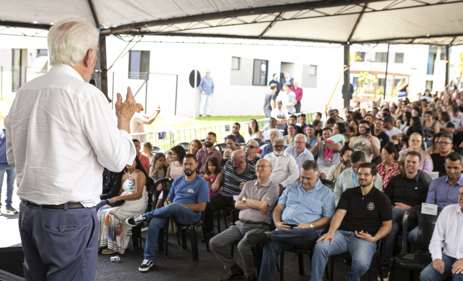 Londrina, 25 de outubro de 2024 - O governador em exercício Darci Piana inaugura residencial com 512 apartamentos dentro do programa Casa Fácil Paraná.