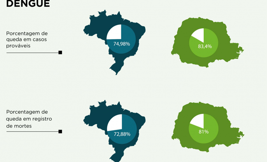 Paraná tem redução de casos e mortes por dengue maior que a média nacional