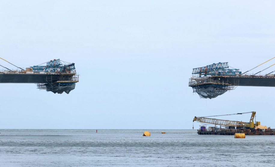 Ritmo acelerado: Ponte de Guaratuba chega a 80% de execução