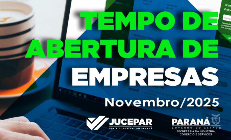 Paraná registra em novembro o 3º melhor tempo no Brasil para a abertura de empresas