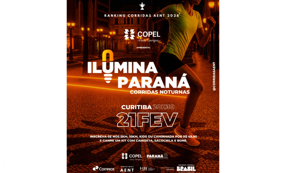 Inscrições para a corrida noturna Ilumina Paraná em Curitiba estão abertas