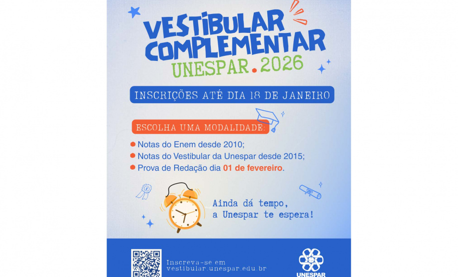 Unespar lança Vestibular Complementar 2026 com inscrições gratuitas