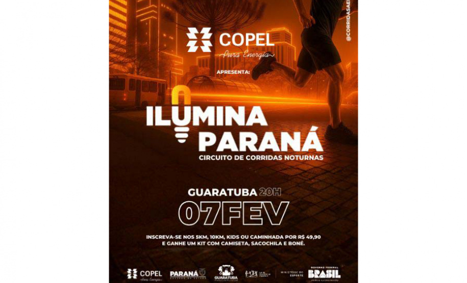 Estado e Copel vão promover corrida de rua noturna em Guaratuba no dia 7 de fevereiro